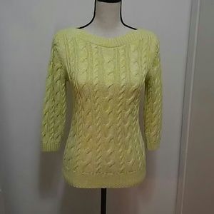 🌈 3/$10 SALE Lands End Yellow Cable Knit Sweater